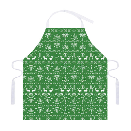 Christmas Pot Leaf Pattern Print Adjustable Apron