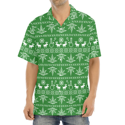 Christmas Pot Leaf Pattern Print Aloha Shirt