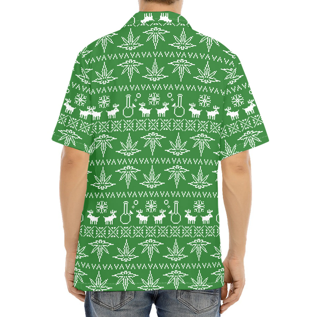 Christmas Pot Leaf Pattern Print Aloha Shirt