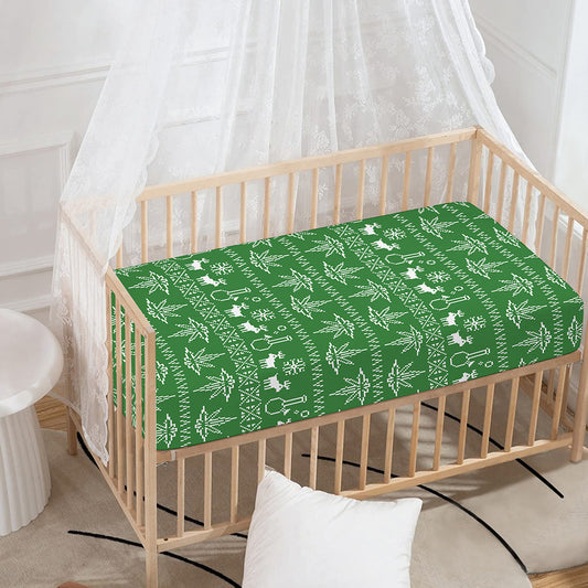 Christmas Pot Leaf Pattern Print Baby Crib Sheet