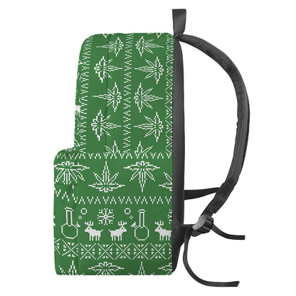Christmas Pot Leaf Pattern Print Backpack