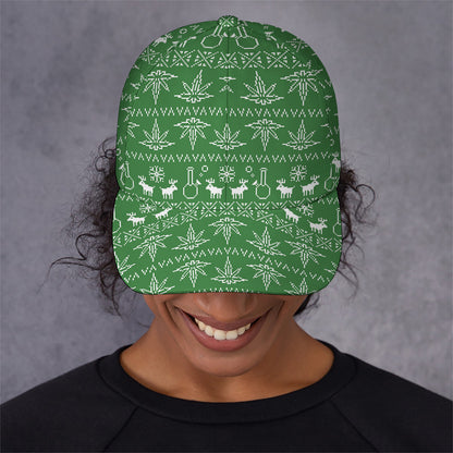 Christmas Pot Leaf Pattern Print Baseball Cap