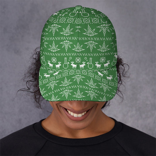 Christmas Pot Leaf Pattern Print Baseball Cap
