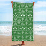 Christmas Pot Leaf Pattern Print Beach Towel