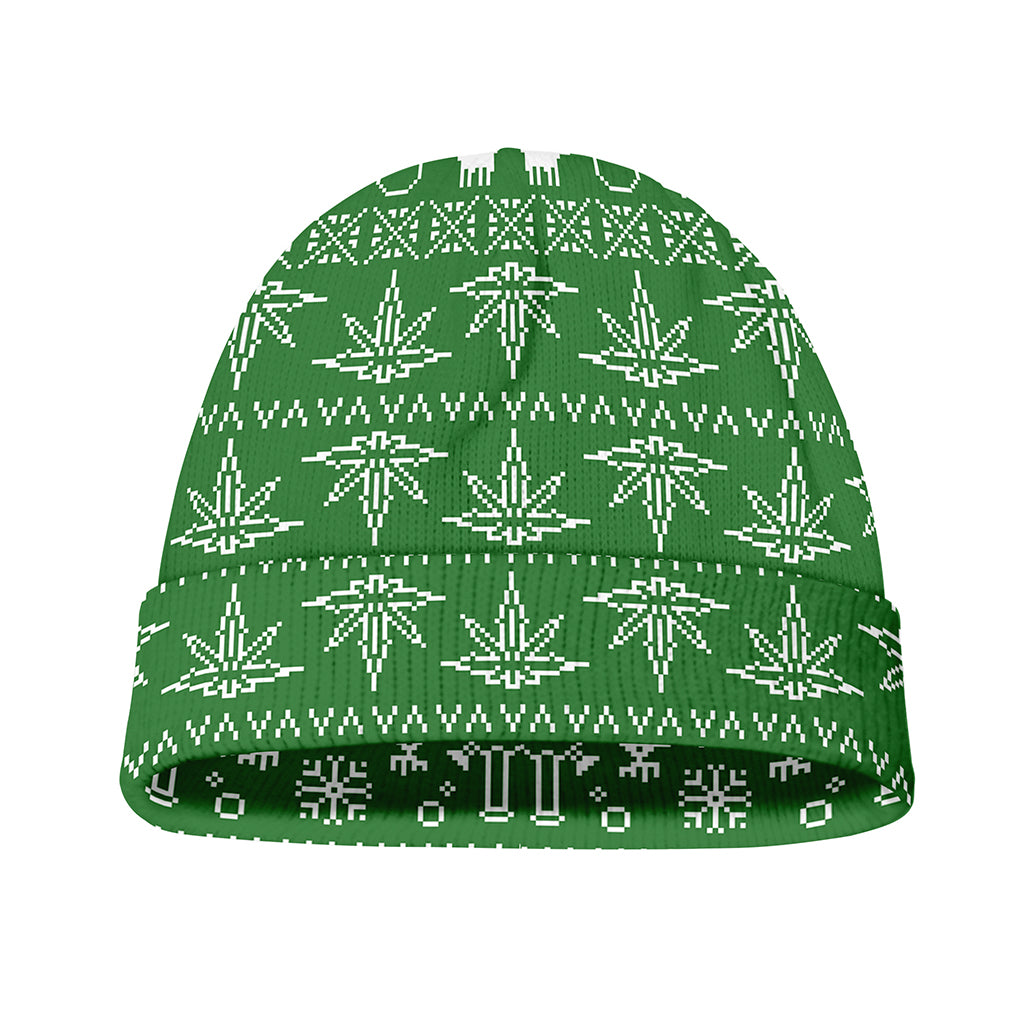 Christmas Pot Leaf Pattern Print Beanie