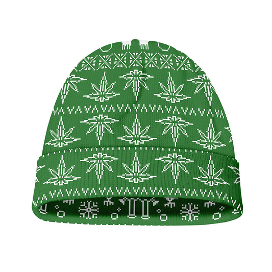 Christmas Pot Leaf Pattern Print Beanie