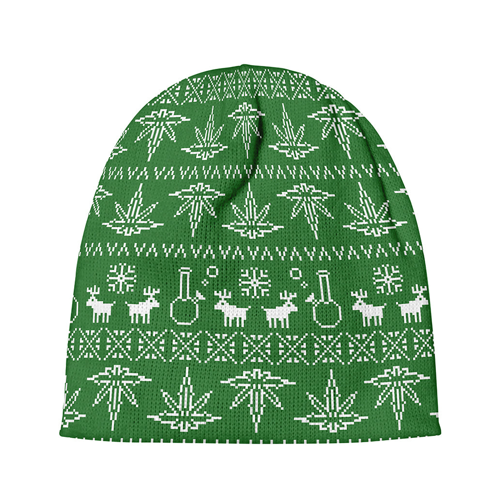 Christmas Pot Leaf Pattern Print Beanie