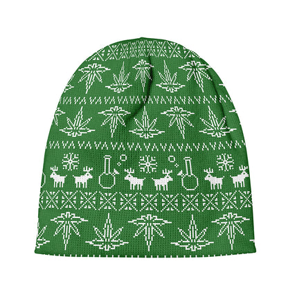 Christmas Pot Leaf Pattern Print Beanie