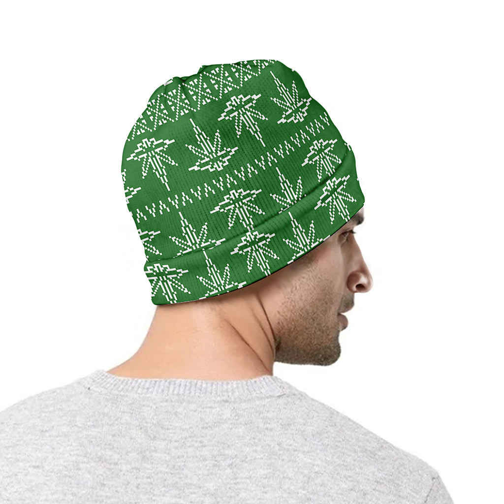 Christmas Pot Leaf Pattern Print Beanie