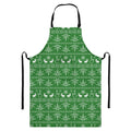 Christmas Pot Leaf Pattern Print Bib Apron With Pocket