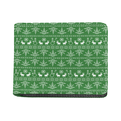 Christmas Pot Leaf Pattern Print Bifold Wallet