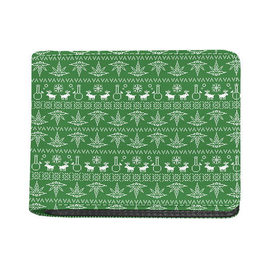 Christmas Pot Leaf Pattern Print Bifold Wallet