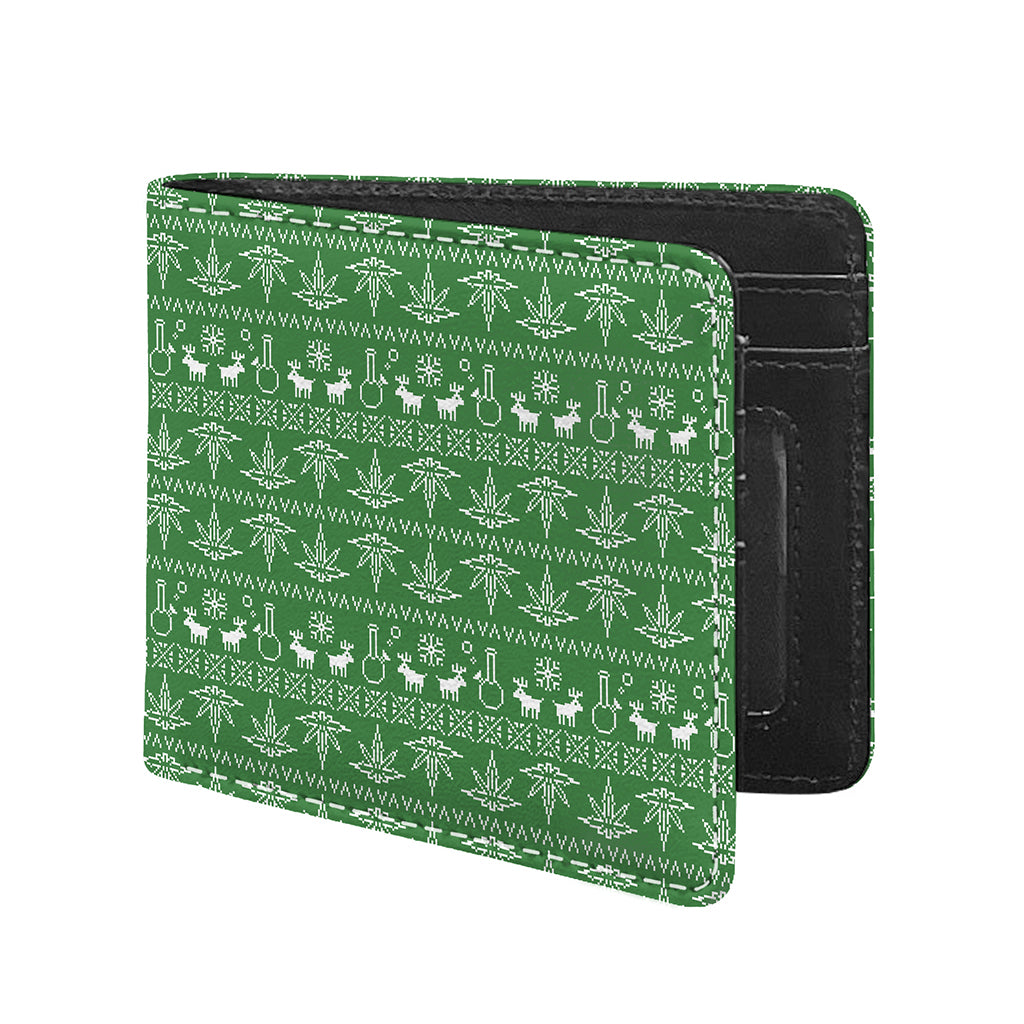 Christmas Pot Leaf Pattern Print Bifold Wallet