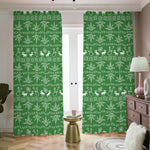 Christmas Pot Leaf Pattern Print Blackout Pencil Pleat Curtains