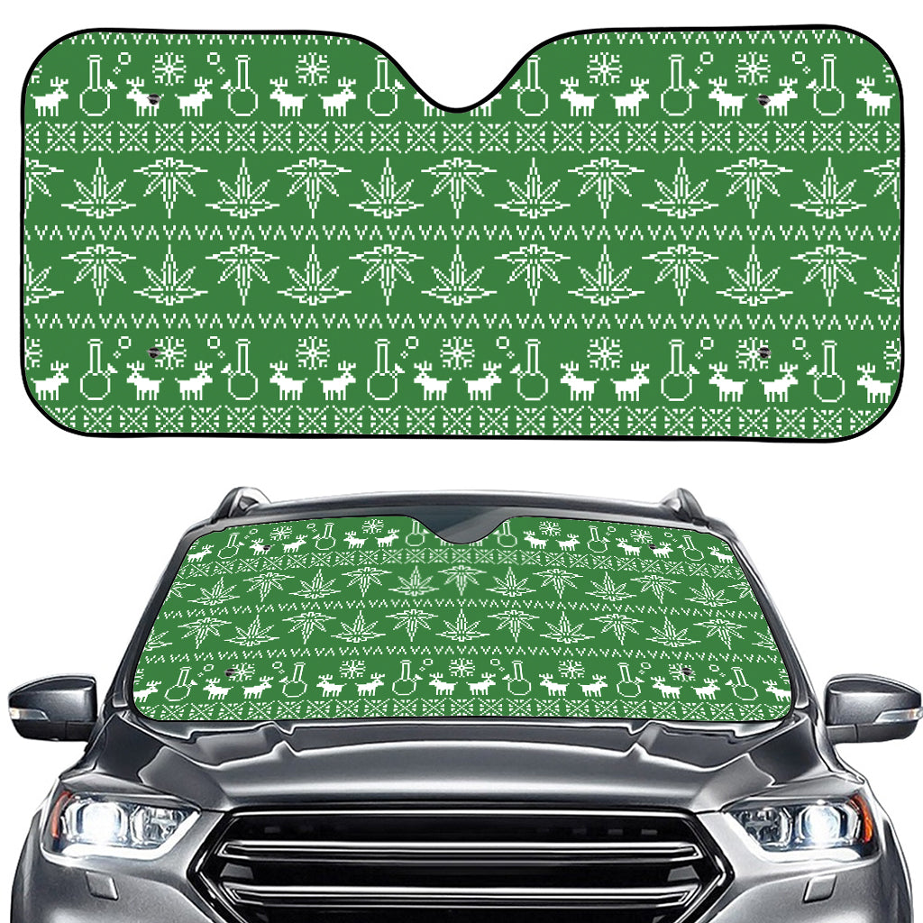 Christmas Pot Leaf Pattern Print Car Windshield Sun Shade