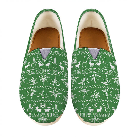 Christmas Pot Leaf Pattern Print Casual Shoes