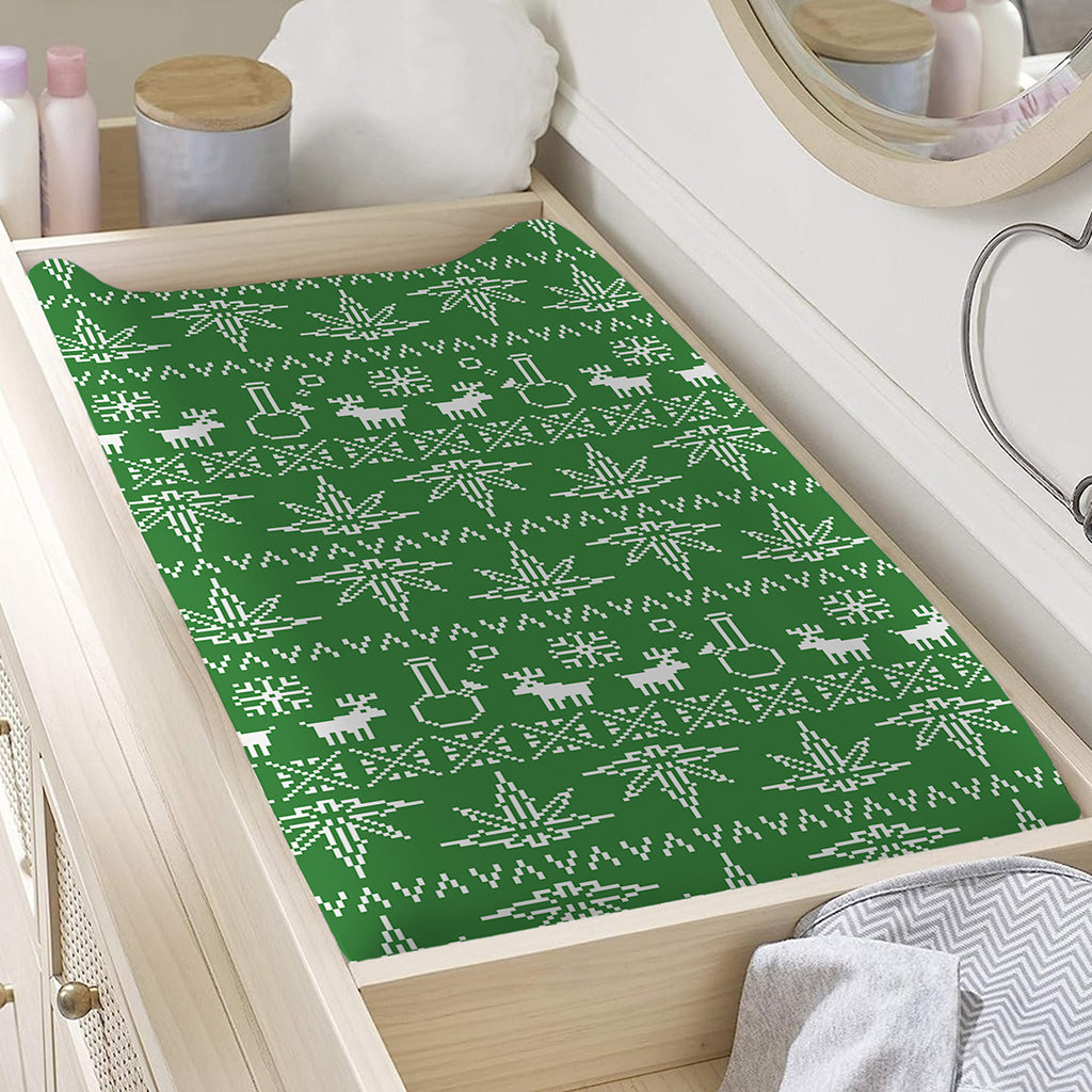 Christmas Pot Leaf Pattern Print Changing Pad Cover