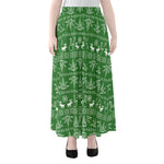 Christmas Pot Leaf Pattern Print Chiffon Maxi Skirt