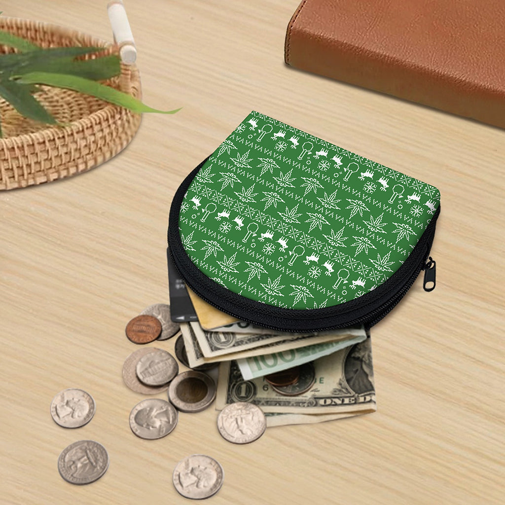 Christmas Pot Leaf Pattern Print Coin Purse
