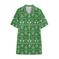 Christmas Pot Leaf Pattern Print Cotton Hawaiian Shirt