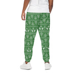 Christmas Pot Leaf Pattern Print Cotton Pants