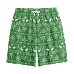 Christmas Pot Leaf Pattern Print Cotton Shorts