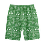 Christmas Pot Leaf Pattern Print Cotton Shorts