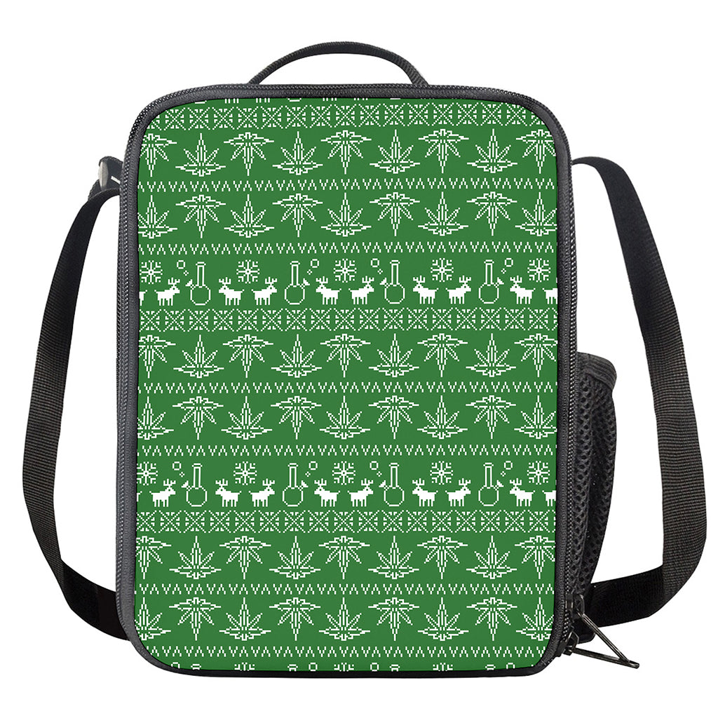 Christmas Pot Leaf Pattern Print Crossbody Lunch Bag