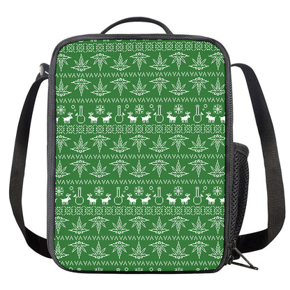 Christmas Pot Leaf Pattern Print Crossbody Lunch Bag