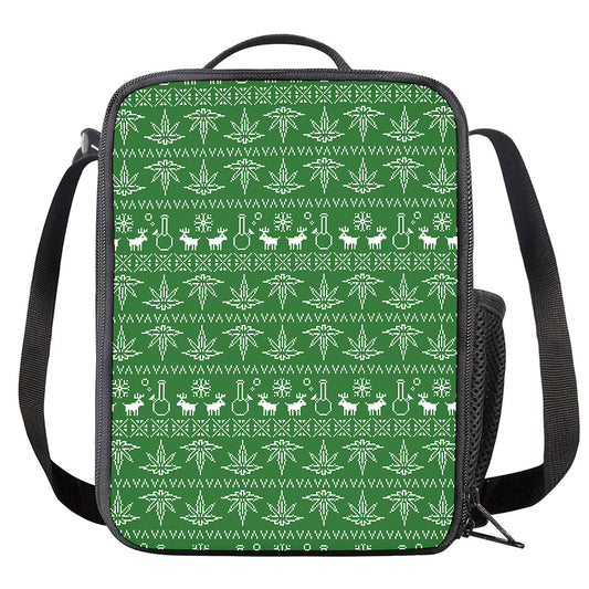 Christmas Pot Leaf Pattern Print Crossbody Lunch Bag