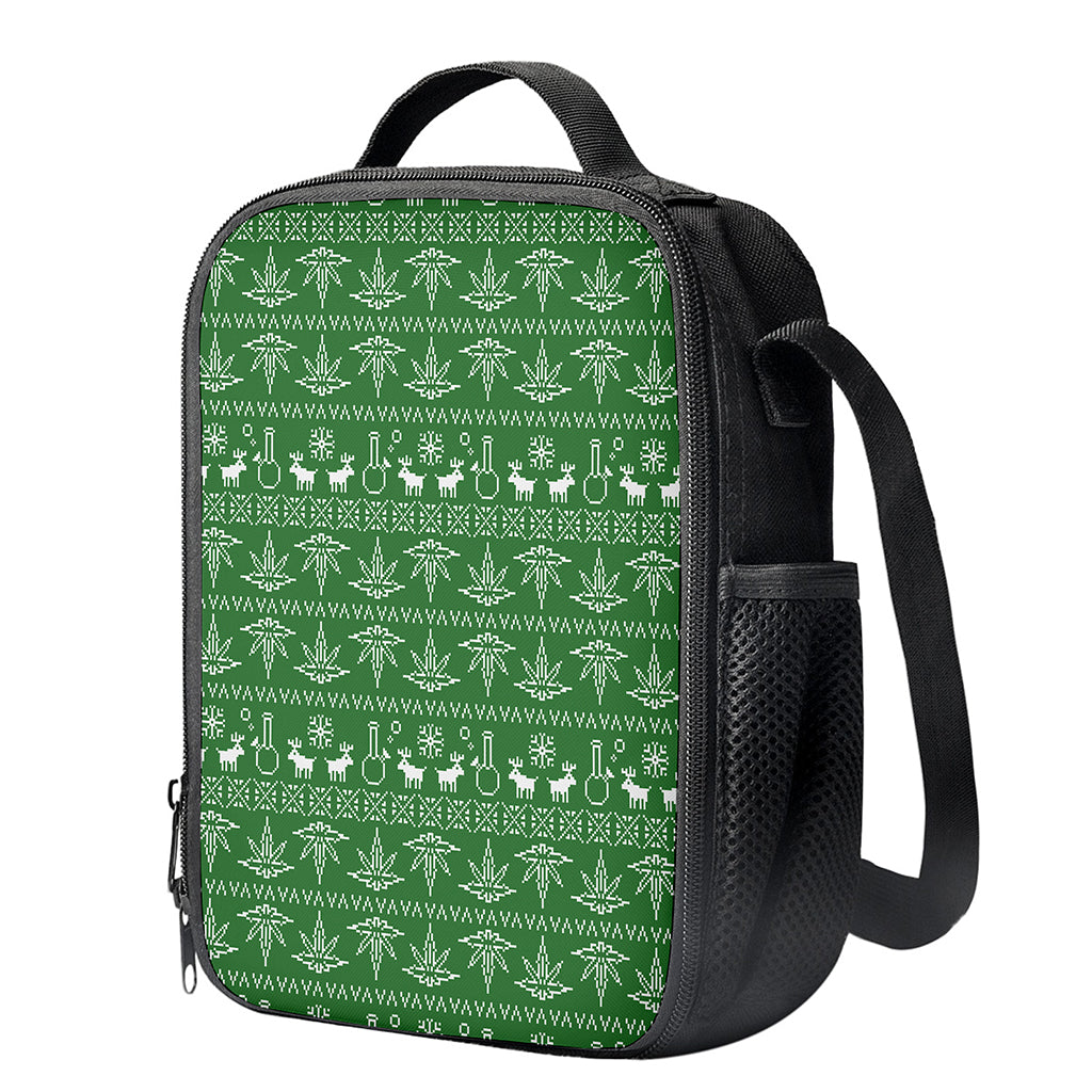 Christmas Pot Leaf Pattern Print Crossbody Lunch Bag