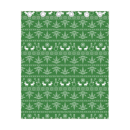 Christmas Pot Leaf Pattern Print Curtain