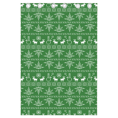Christmas Pot Leaf Pattern Print Curtain