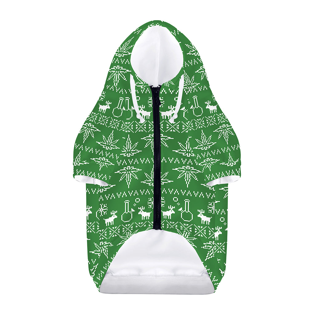 Christmas Pot Leaf Pattern Print Dog Zip Up Hoodie