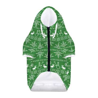 Christmas Pot Leaf Pattern Print Dog Zip Up Hoodie