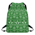 Christmas Pot Leaf Pattern Print Drawstring Backpack