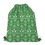 Christmas Pot Leaf Pattern Print Drawstring Bag