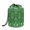 Christmas Pot Leaf Pattern Print Drawstring Makeup Bag