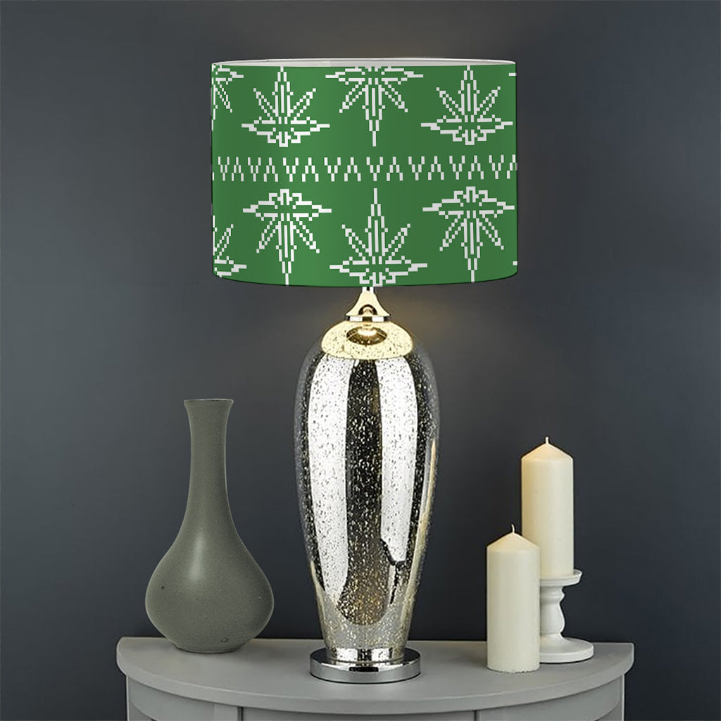 Christmas Pot Leaf Pattern Print Drum Lamp Shade