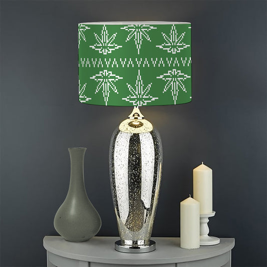 Christmas Pot Leaf Pattern Print Drum Lamp Shade
