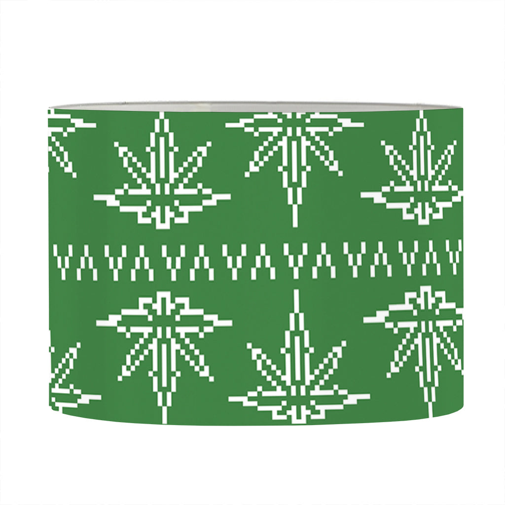 Christmas Pot Leaf Pattern Print Drum Lamp Shade