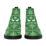 Christmas Pot Leaf Pattern Print Flat Ankle Boots