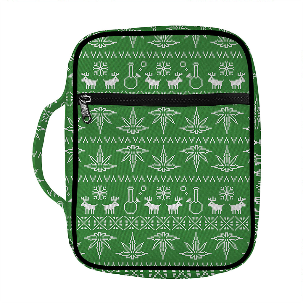 Christmas Pot Leaf Pattern Print Front Pocket Bible Bag
