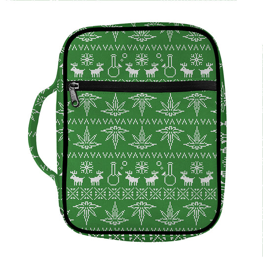 Christmas Pot Leaf Pattern Print Front Pocket Bible Bag
