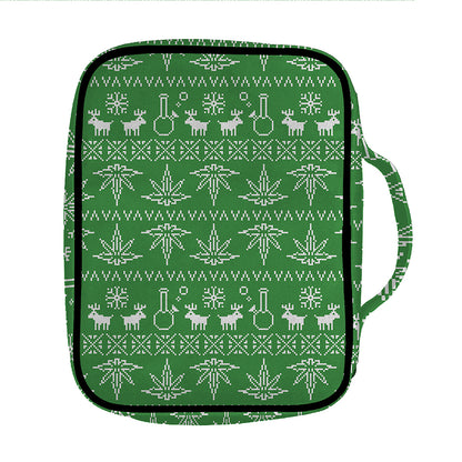 Christmas Pot Leaf Pattern Print Front Pocket Bible Bag