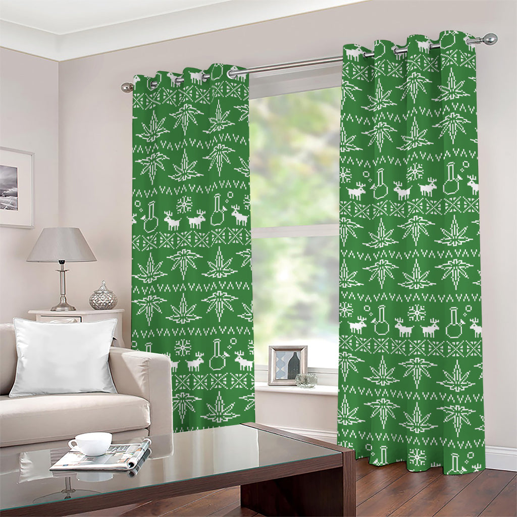Christmas Pot Leaf Pattern Print Grommet Curtains