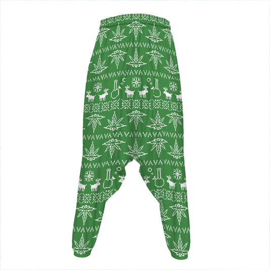 Christmas Pot Leaf Pattern Print Hammer Pants
