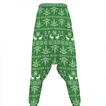 Christmas Pot Leaf Pattern Print Hammer Pants