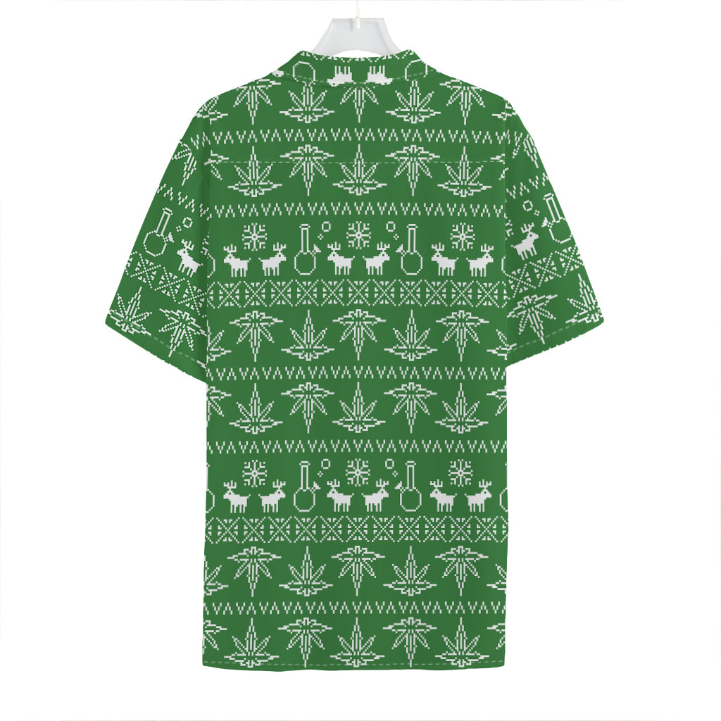 Christmas Pot Leaf Pattern Print Hawaiian Shirt