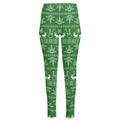 Christmas Pot Leaf Pattern Print High-Waisted Pocket Leggings